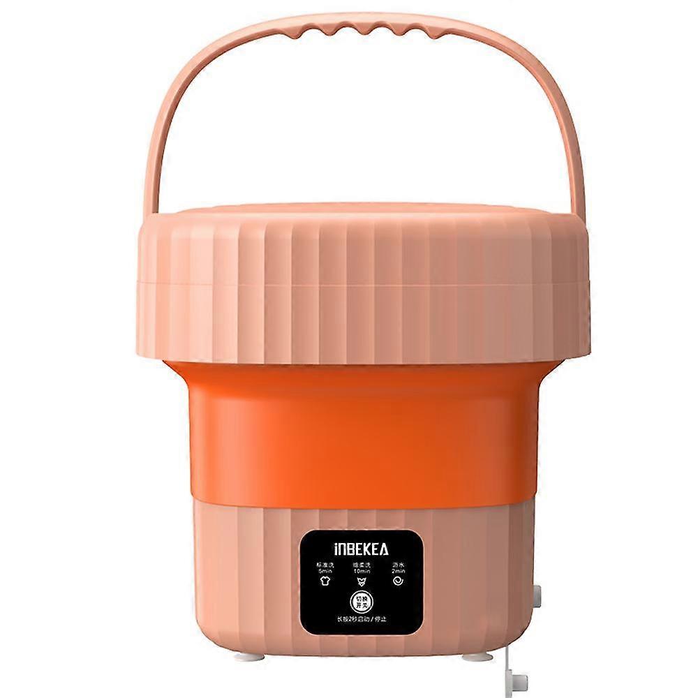 Foldable mini portable washing machine (folded height: 14 cm) - Orange Small electric washing machine for single apartments (with drainage basket)