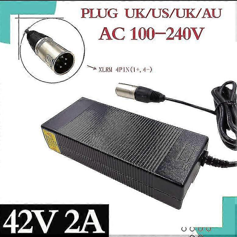 36v Charager 42v2a elektrisk sykkel litiumbatterilader for 36v litiumbatteripakke med XLR 4pinners stikkontakt