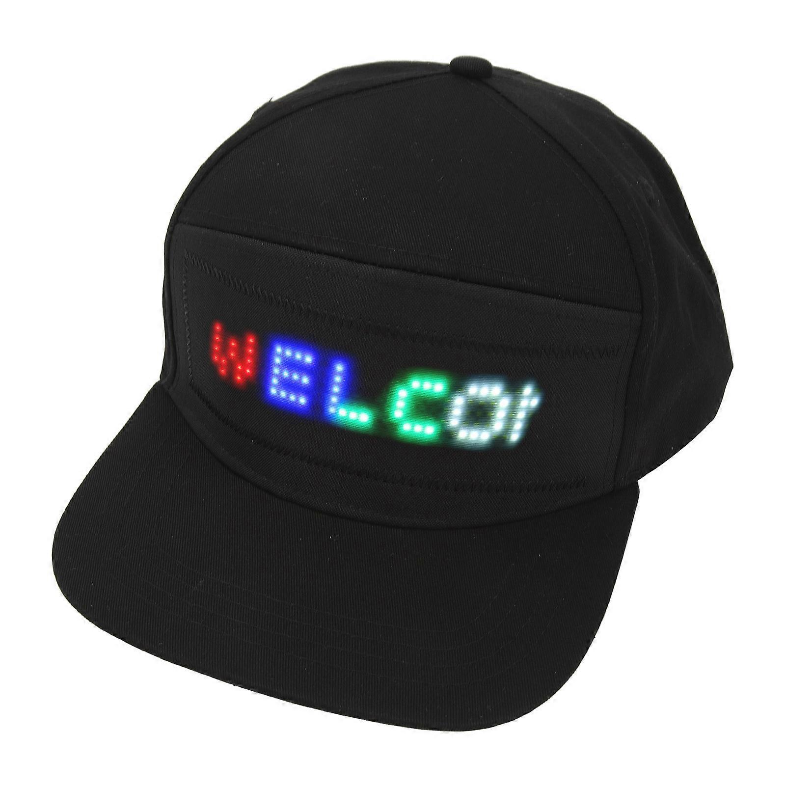 Bluetooth LED Cap - Programmable & Colorful Hat for Outdoor Events - Black