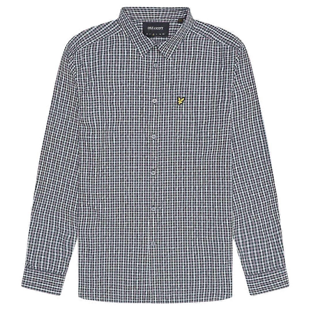 Lyle & Scott Checked Gingham Argyle Teal/Blue Long Sleeve Shirt
