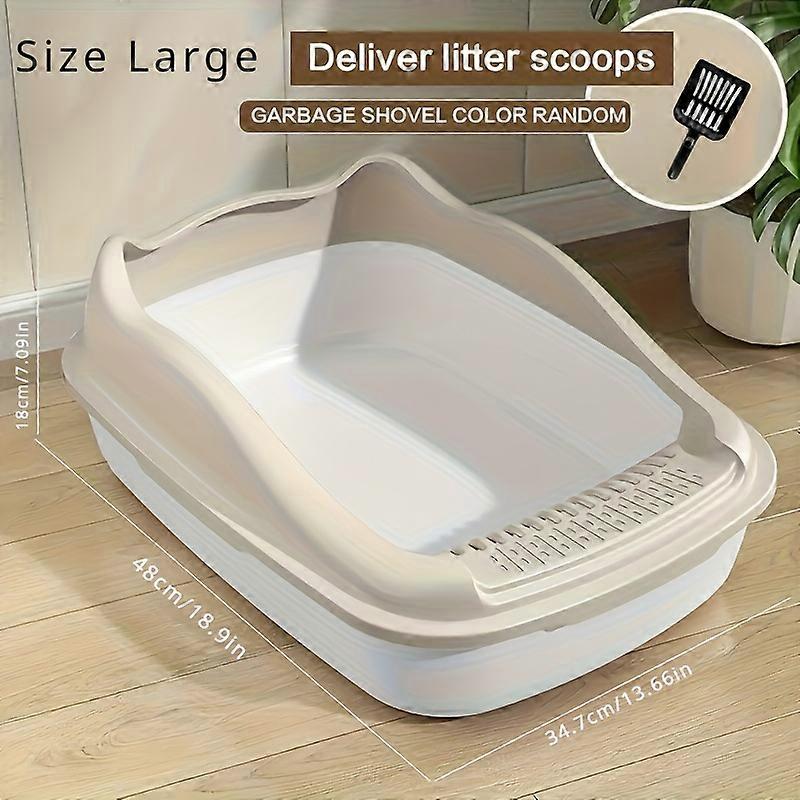 1pc Oval-Shaped Semi-Closed Cat Litter Box with Ventilation, Silicone + PP, Splash-Proof, Anti-Smudge for Cats - Includes Litter Scoop