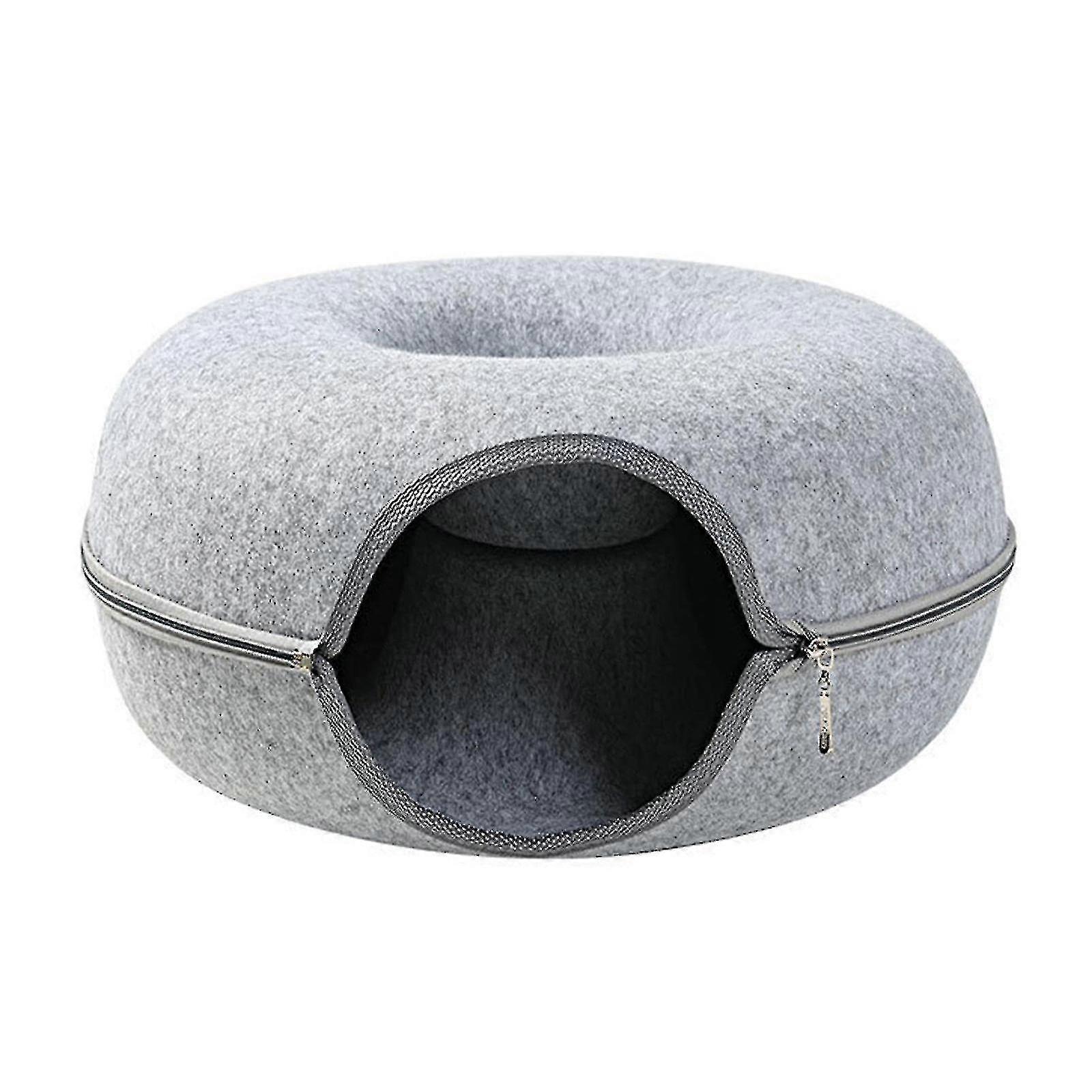 Large Indoor Cat Condo and Cat Cave - Peekaboo Cat Cave Tunnel and Round Felt Pet Nest