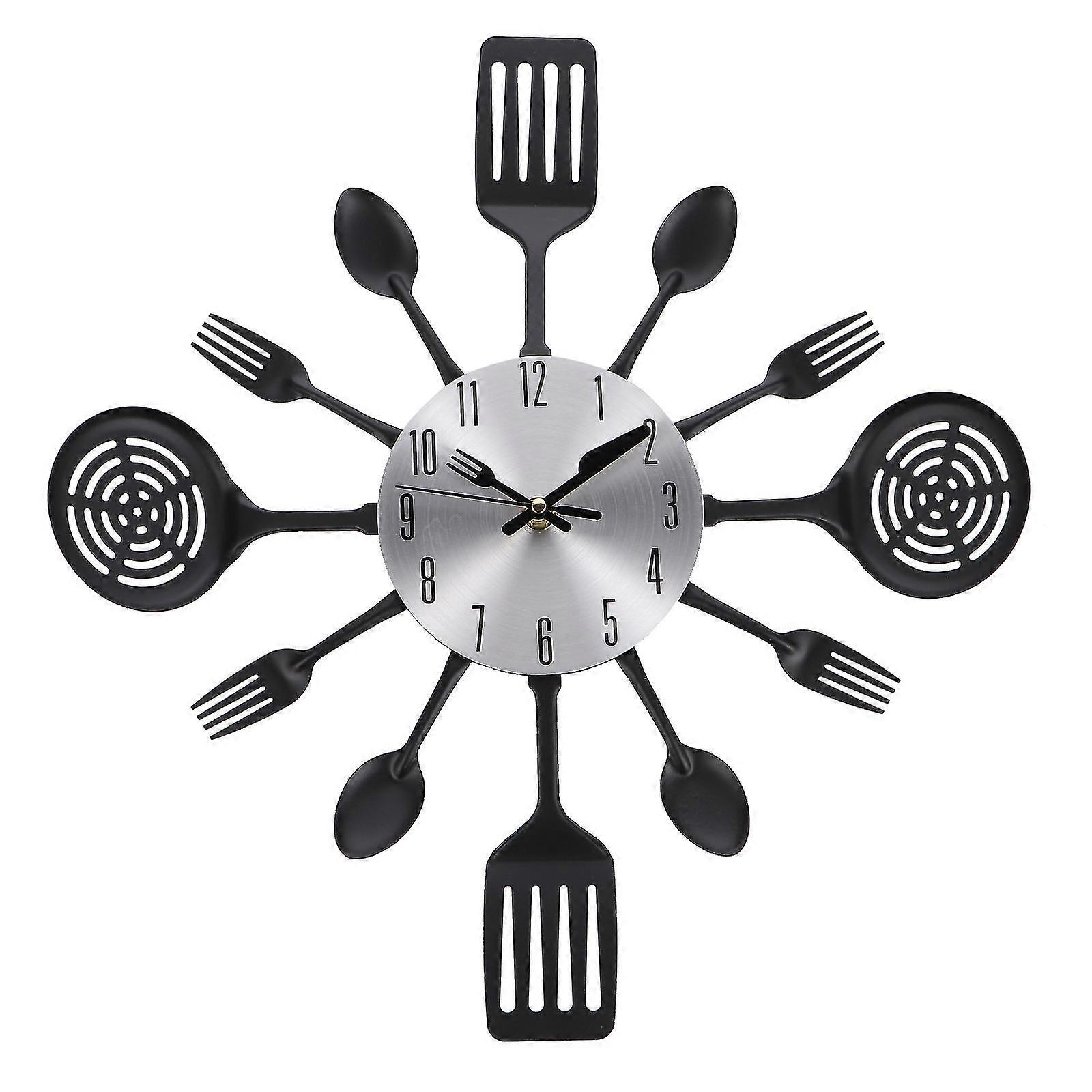 1pc Creative Wall Hanging Clock Kitchen Cutlery Wall Clock With Forks And Spoons-c