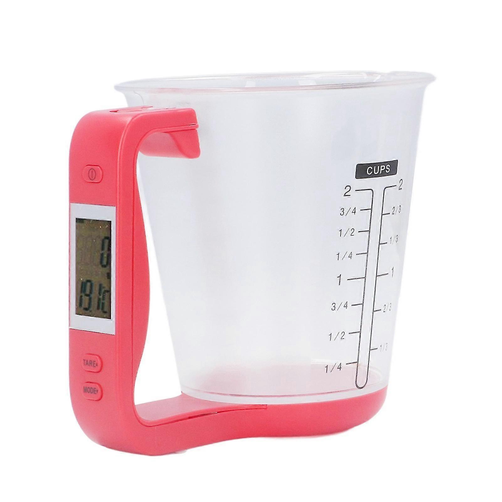 Portable Kitchen Electronic Scale Measuring Cup with LCD Display - 1kg Capacity - Red
