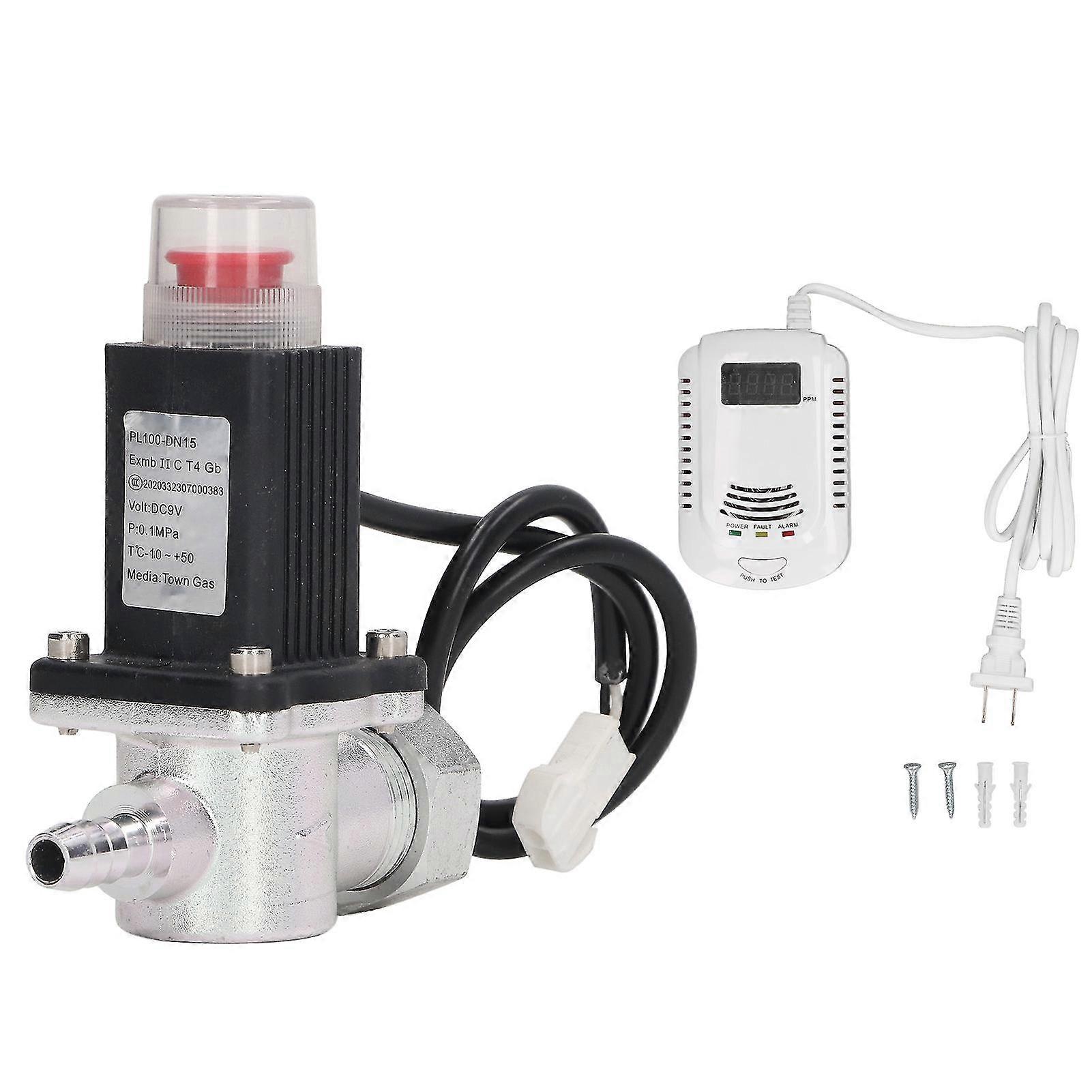 Gas Leak Detector Set - AC90-240V US Plug with Emergency Shut Off Valve