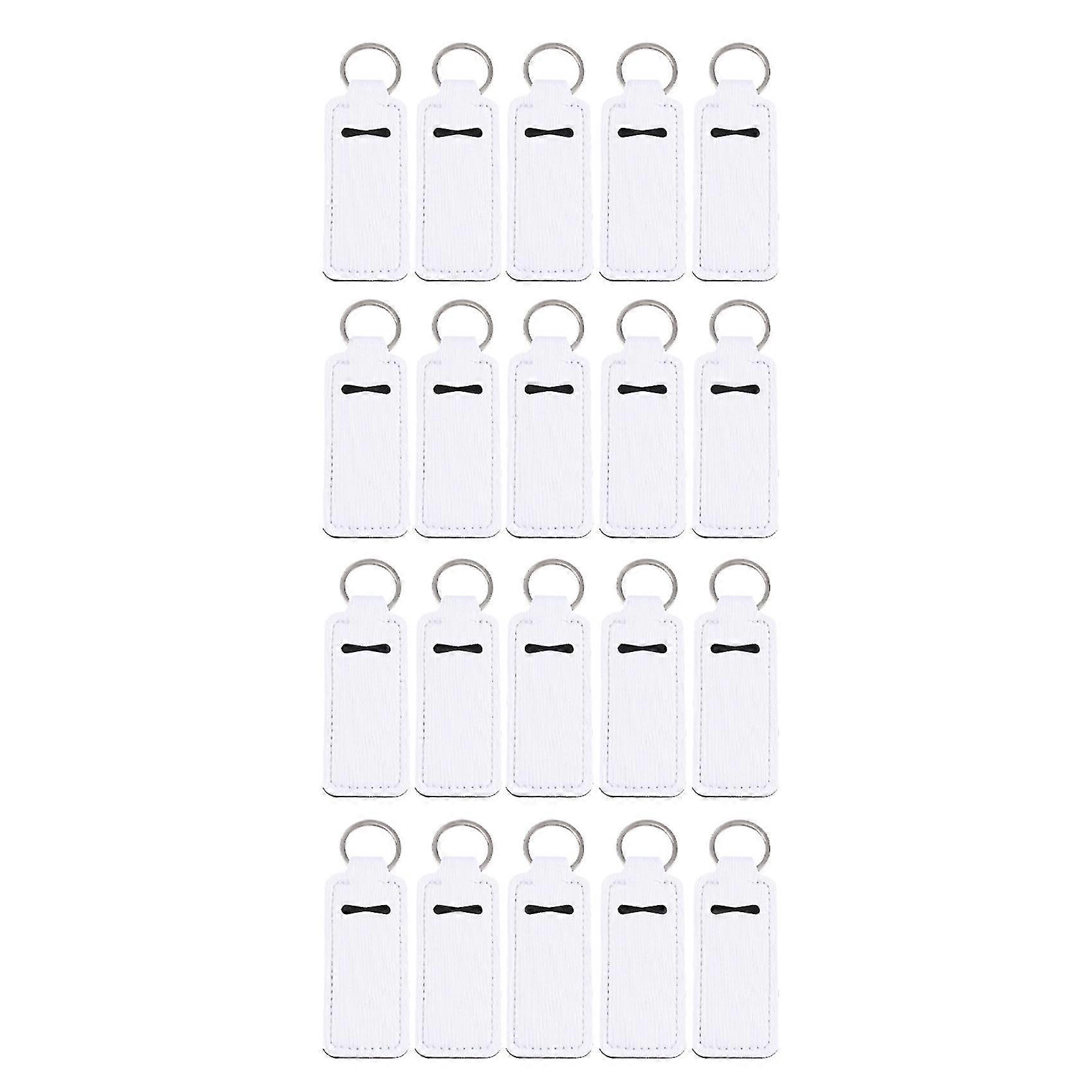 Keychain Neoprene Chapstick Holders Lipstick Cases Cover Hand Bottle Cover Key Chain(white)