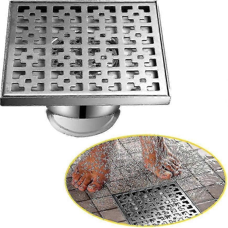 20×20cm 屋外用床排水口、床排水口とシャワー排水口、床排水口、フレグランスストッパーとヘアストレーナー付きサイフォン