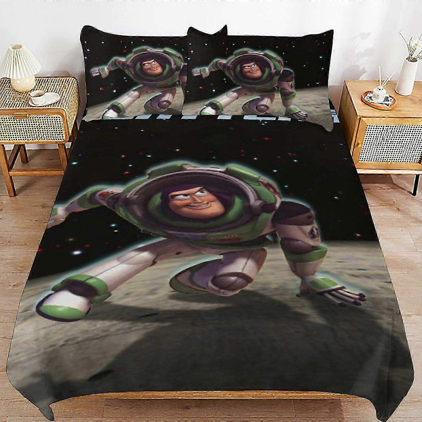 o2303 ملاءات سرير Lightyear Cartoon Broding Se غطاء لحاف فائق النعومة صديق للبشرة3 قطعة ، طقم سرير بغطاء لحاف لطيف (1 غطاء لحاف و 2 وسادةCa