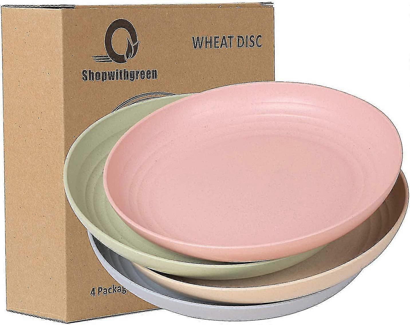 Weizenstrohfaserplatte | 4er Set 22,3cm Abbaubare gesunde Teller/Abendteller/Menü