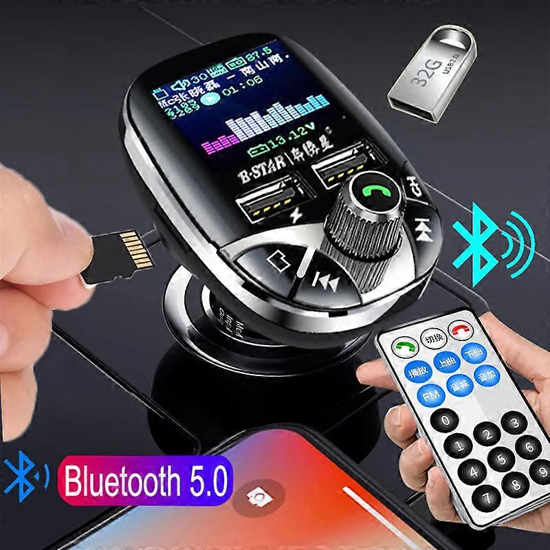 Remote Control Bluetooth FM Transmitter Modulator Color Screen Hands-free MP3 Player Dual USB Charger Folder switch