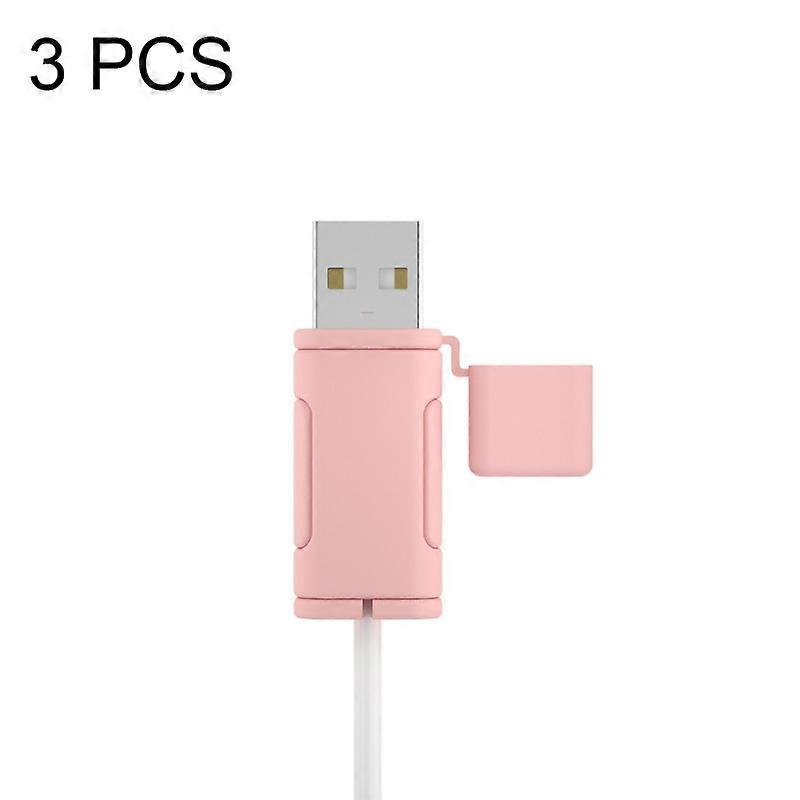 3 PCS Cable Case Set For Apple, Spec:  USB (Pink) USB (Pink)