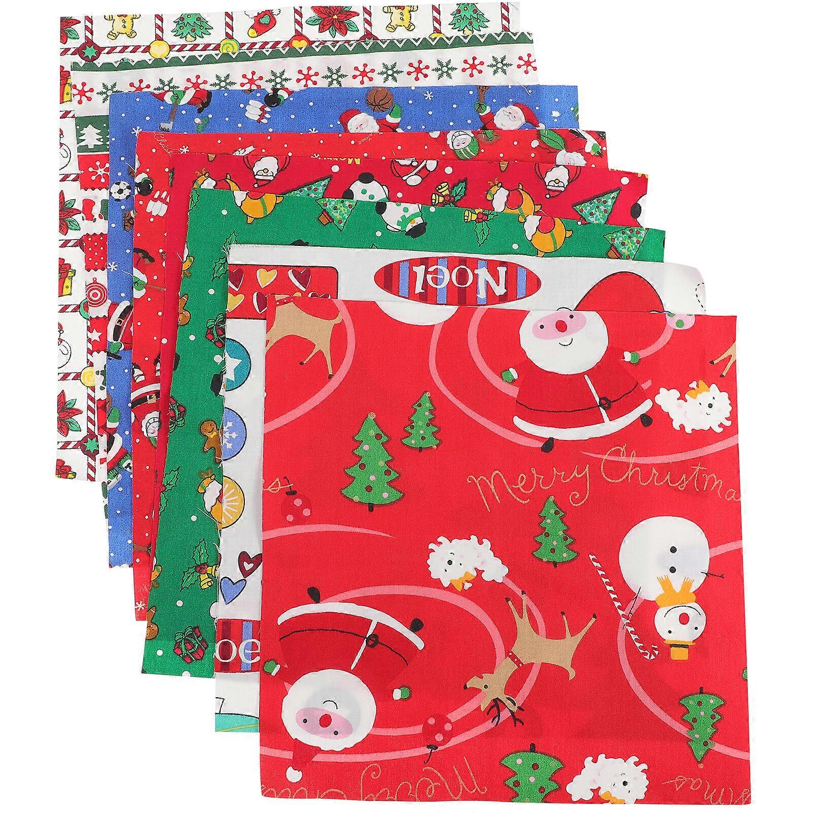 8Pcs Christmas Cotton Fabric Square Sheets for Quilting Craft Patchwork Sewing