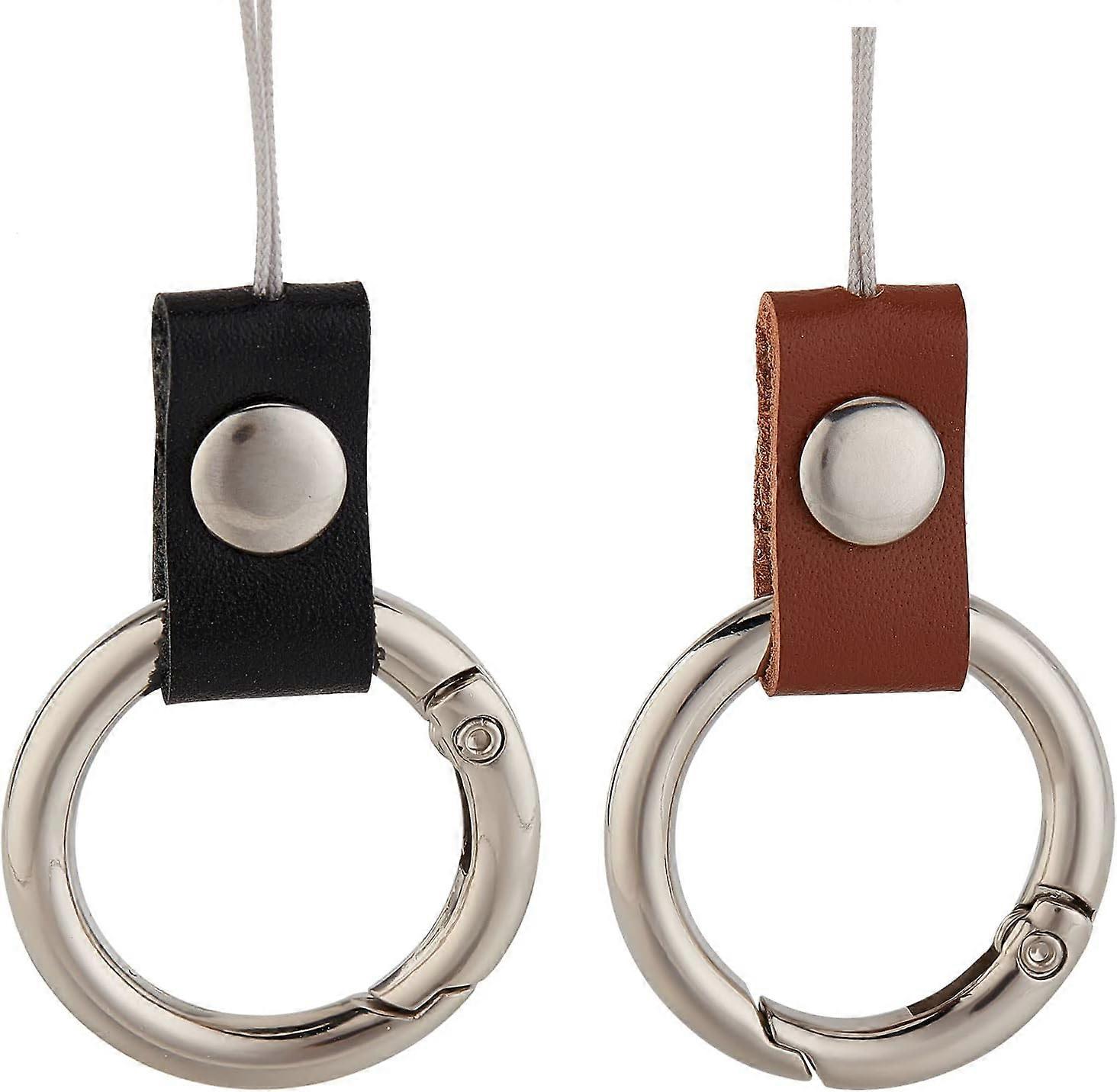 2PCS Keyring with Strap Short Lanyard Black Cell Phone Finger Ring Phone Charms Grip Holders Finger Ring Strap Kickstand for Small Electronic Devices