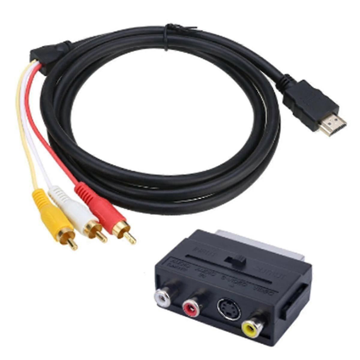 adaptera 2 w 1 -kompatybilny z Scart Złącze audio Męski S-video do 3 Scart do portu telewizyjnego