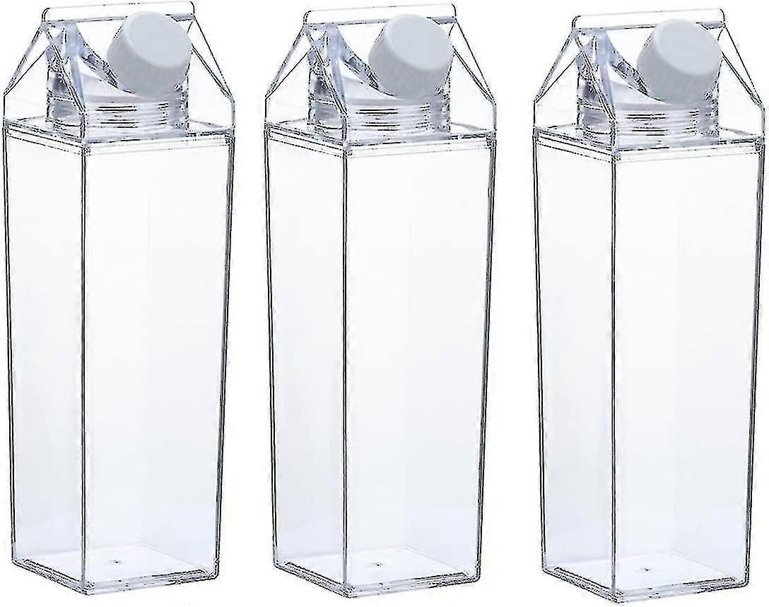 Pachet de 3 sticle de lapte Clear Square Milk Plastic Leak Proof Cup-MXBC
