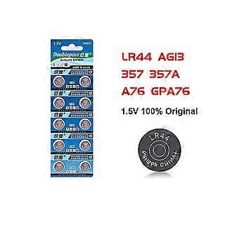 10pcs 1.5v pile bouton alcaline Lr44 Ag13 357 357 A76 Gpa76 Button Cell Watch Batterie Coin Cell Batterie Alcaline