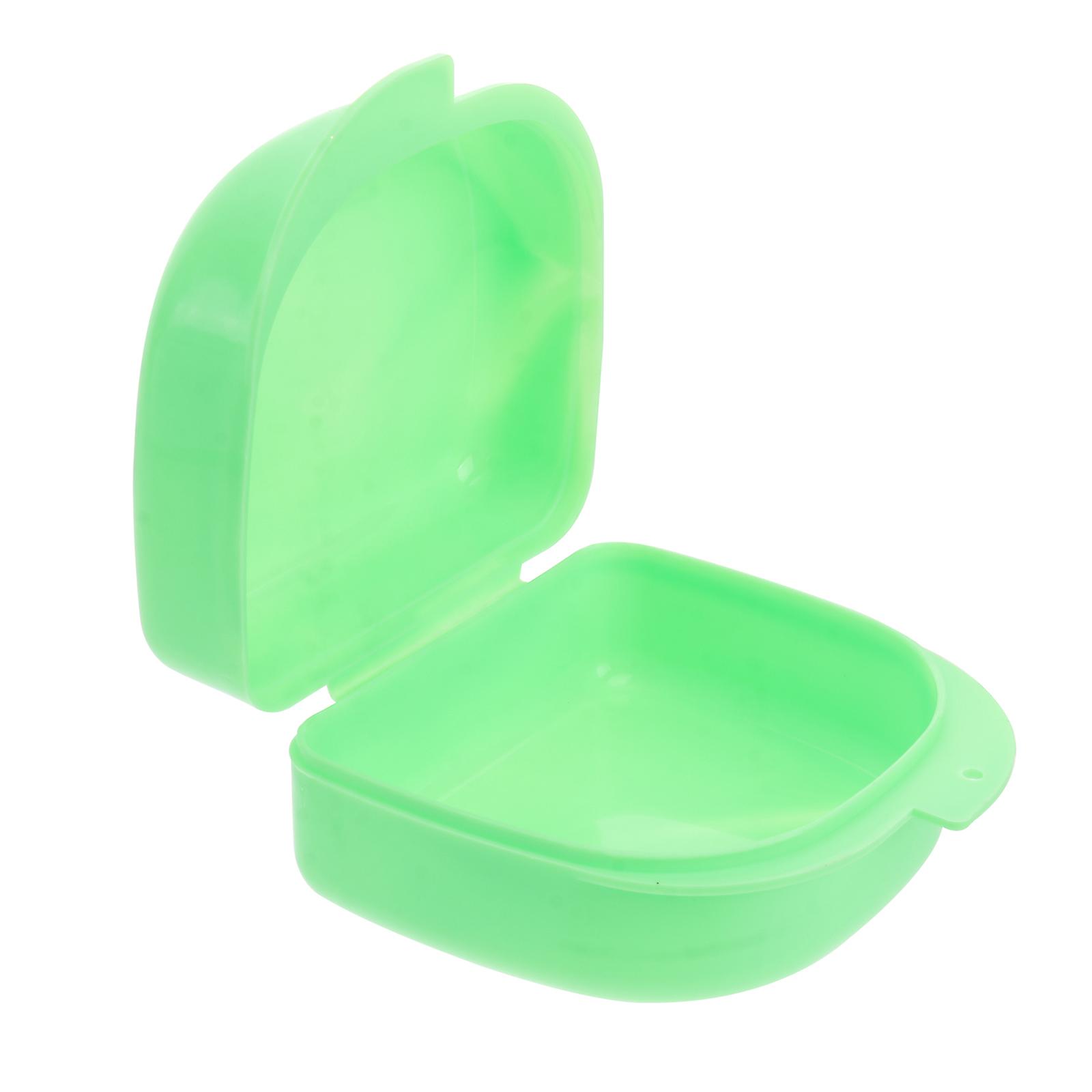 Retainer Case With Vent Holes and Hinged Lid Snaps Mouth Guard Case Orthodontic Dental Retainer Box Denture Storage Container (Green)