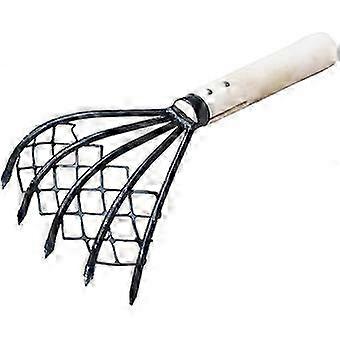 Clam Rake with Net 5 Claw Wood Handle Rake Shell Digging Tool Japanese Hand Rake Dig Clam Rake Conch