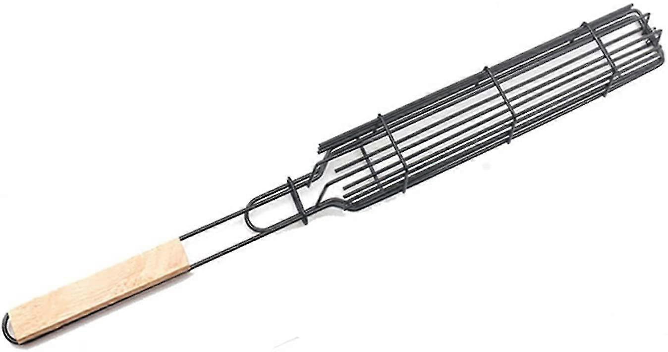 Non-stick Barbecue Square Grilling Net With Long Wooden Handle (natural Color*1)