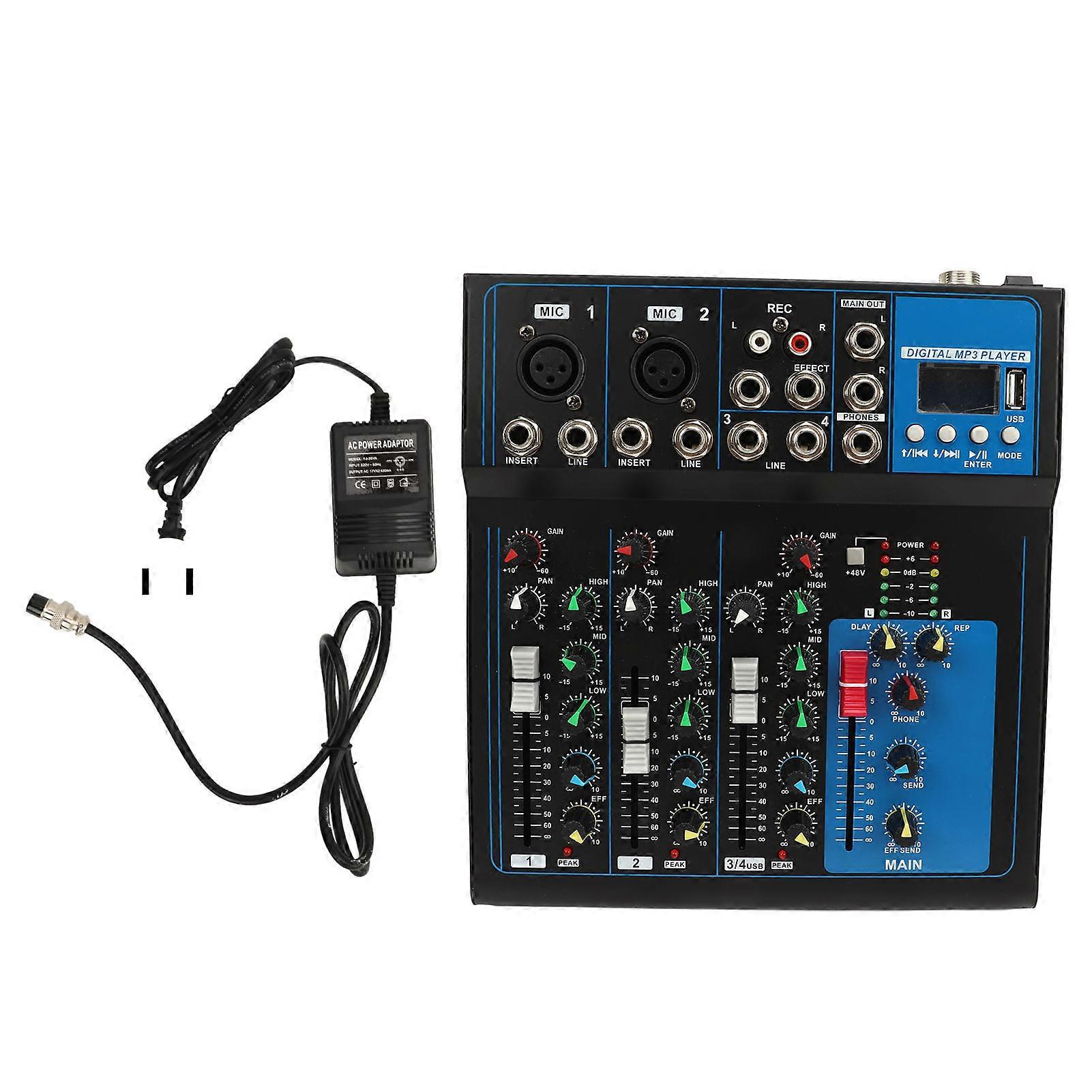 Mixer Del Suono Display LCD In Metallo Monitor In Tempo Reale A 4 Canali Console Di Mixaggio Del Suono per DJ Studio Recording