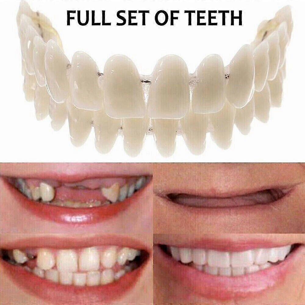 YOUGANG BOUTIQUE Smile Snap On False Teeth Upper Lower Dental Veneers Οδοντοστοιχίες Σετ κάλυψης δοντιών