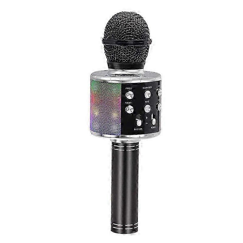 Kids Wireless Microphone with Dancing LED Lights, Black
