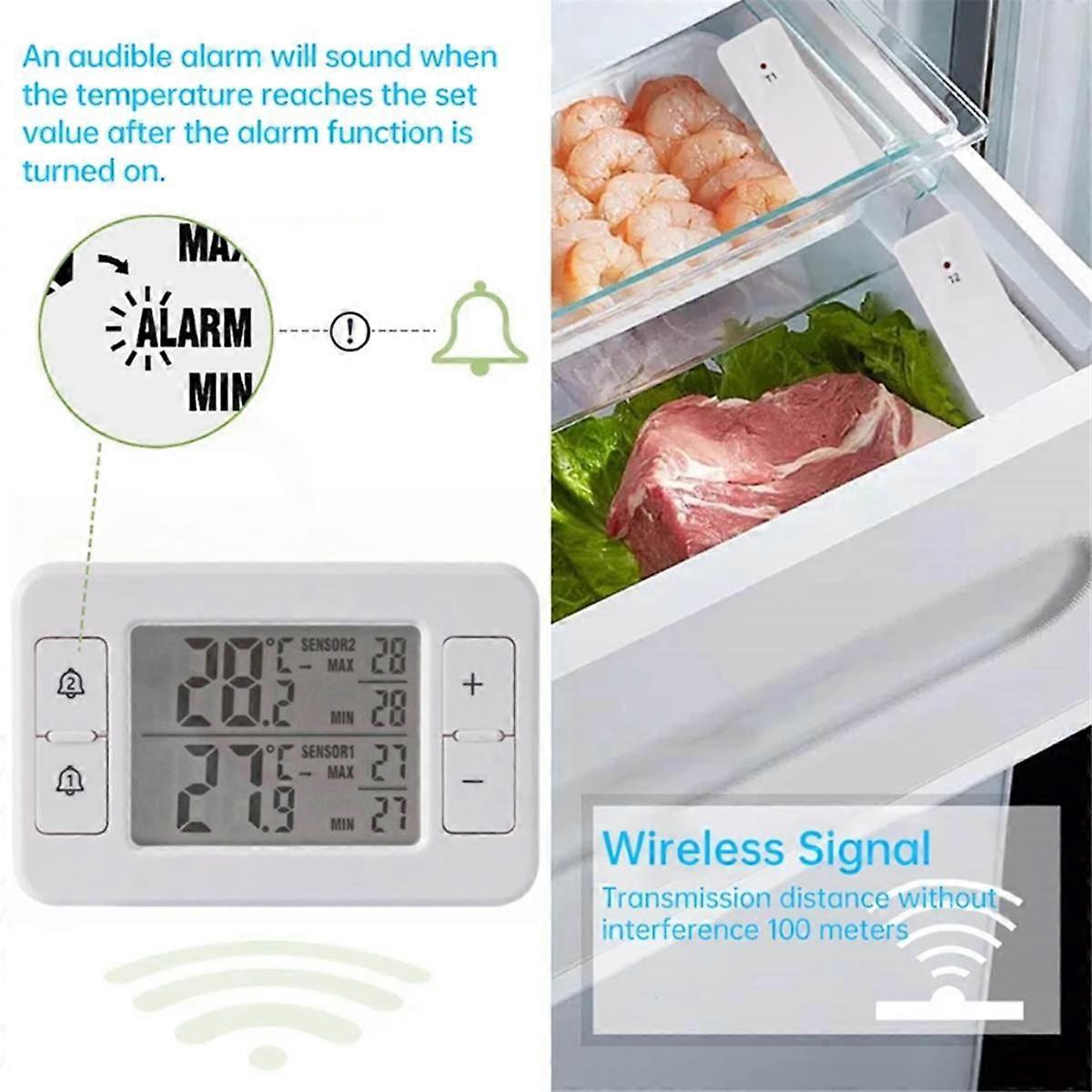 Wireless Transmission Thermometer LCD Digital Alarm Refrigerator Freezer Electronic Temperature Sen