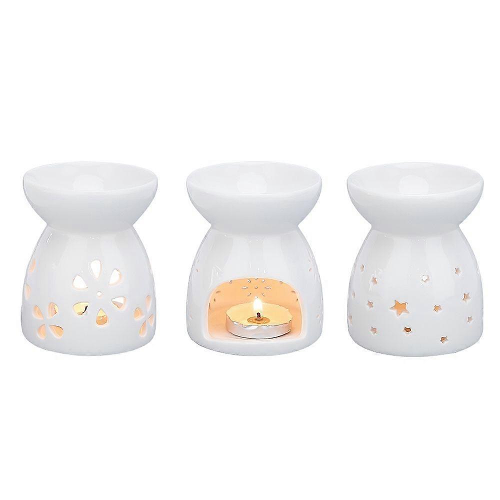 Ceramic Aroma Burner for Fragrance and Aromatherapy Mixed Patterns 71x85mm Hole: 32.5x48mm Inner Diameter: 63mm Box Size: 7.8x7.9x9.5cm 3patterns 1pc/
