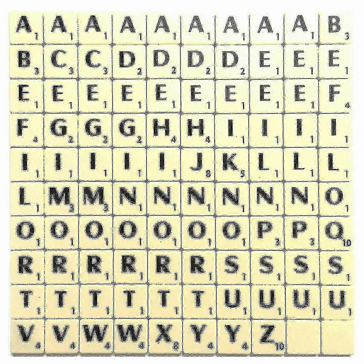 A-z Plastic Scrabble Tiles Alphabets Letters With Score Numbers