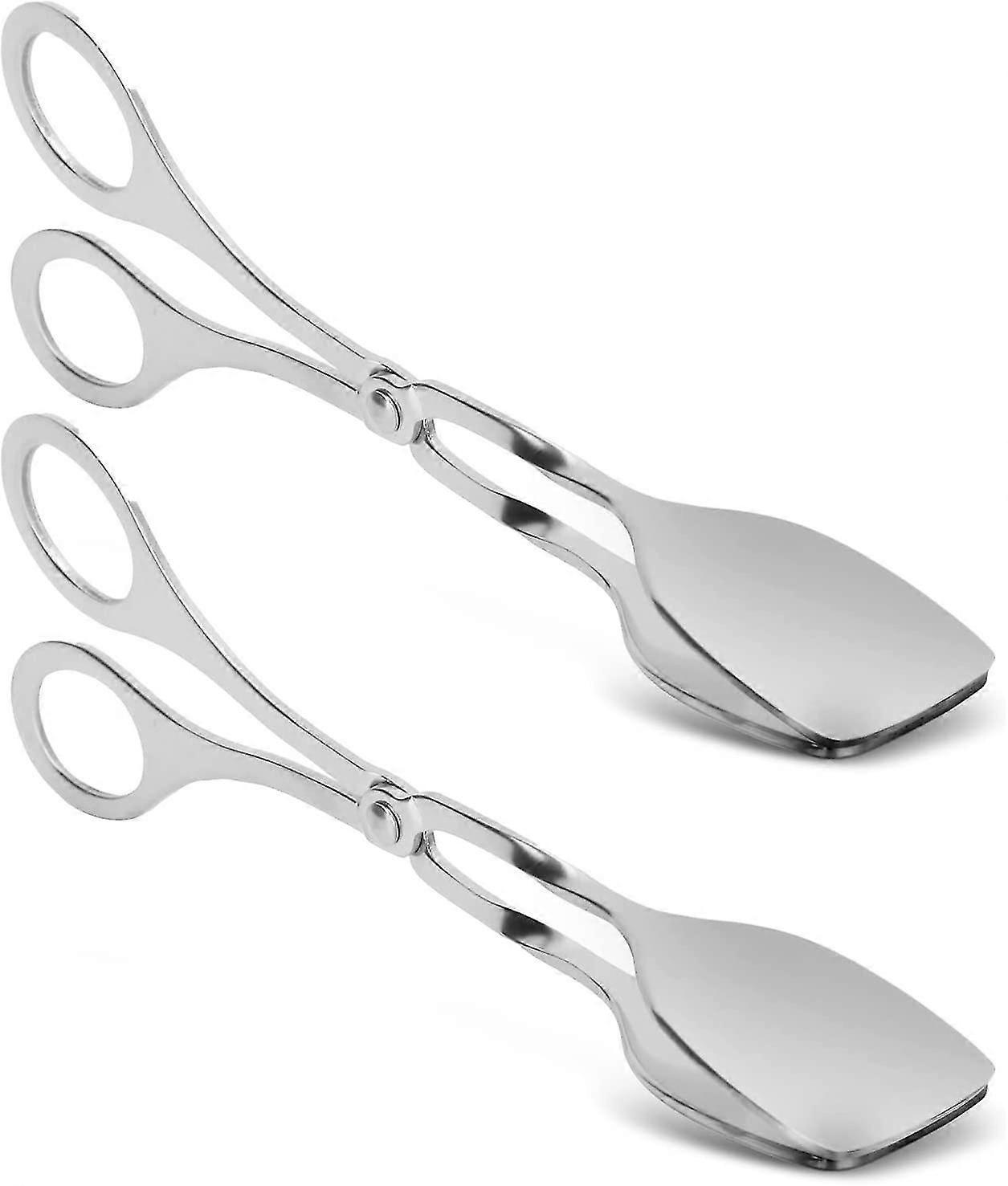 2 stk tang til servering av mat, servering av tang buffé i rustfritt stål tang Mini tang brødklipp mattang saks form salatbiff klipp for baking B