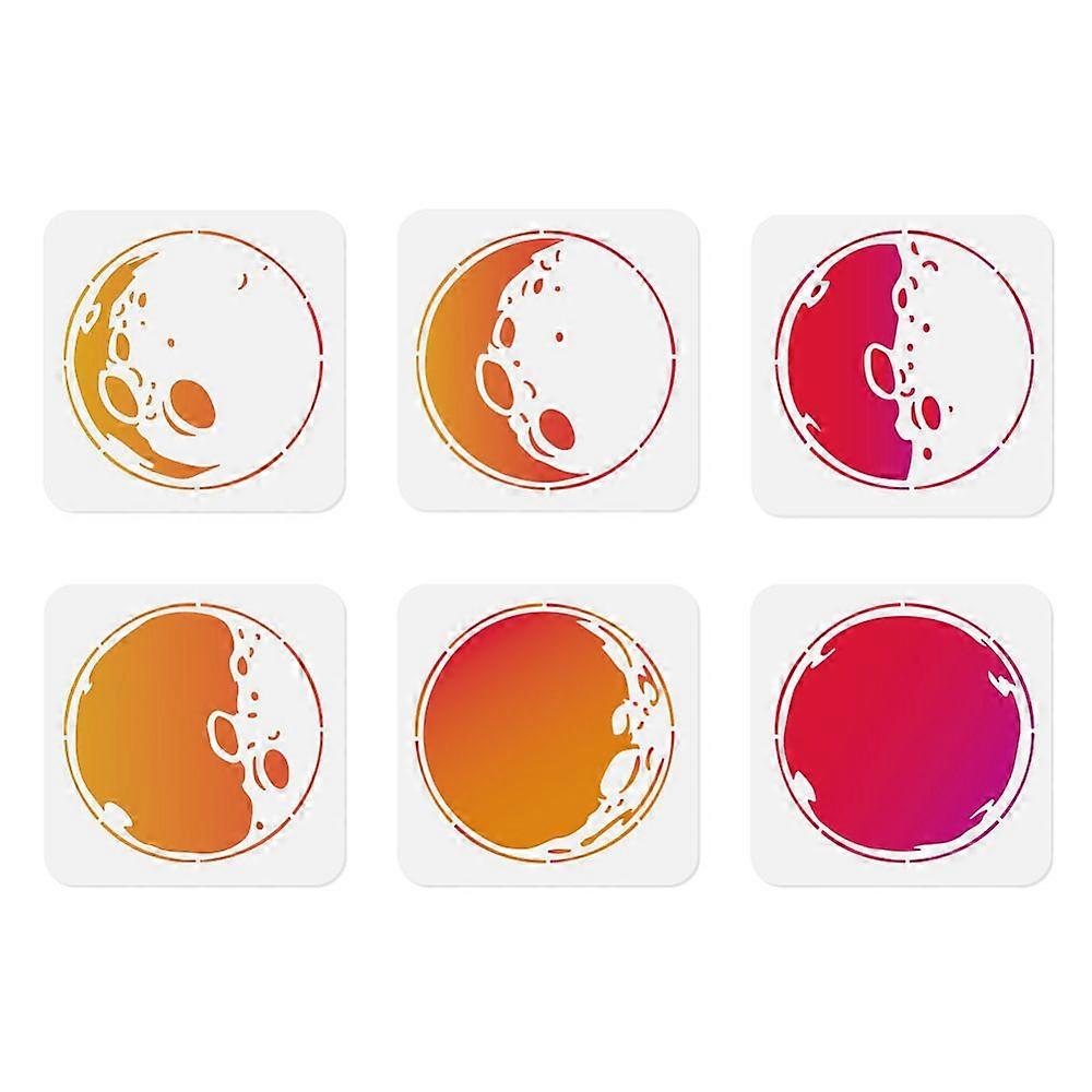 1Set 6Pcs 6 Styles Easter Theme PET Hollow Out Drawing Painting Stencils for DIY Scrapbook Photo Album Moon 150x150mm