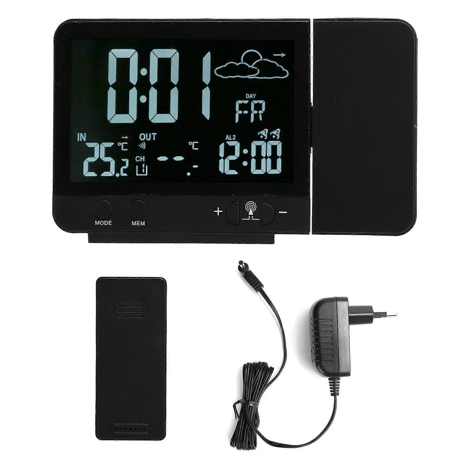 Projection Alarm Clock, Wireless Indoor/Outdoor Thermometer