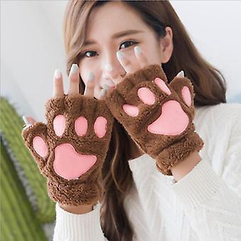 Mitaines Pattes De Chat Hiver - Gants Chauds Fausse Fourrure Cosplay Blanc Small Pour Femmes Et Filles