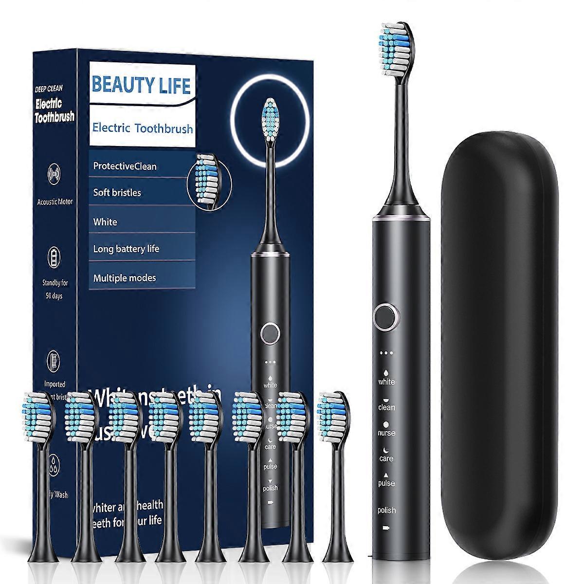 Sonic Electric Toothbrush with 8 Brush Heads and Case