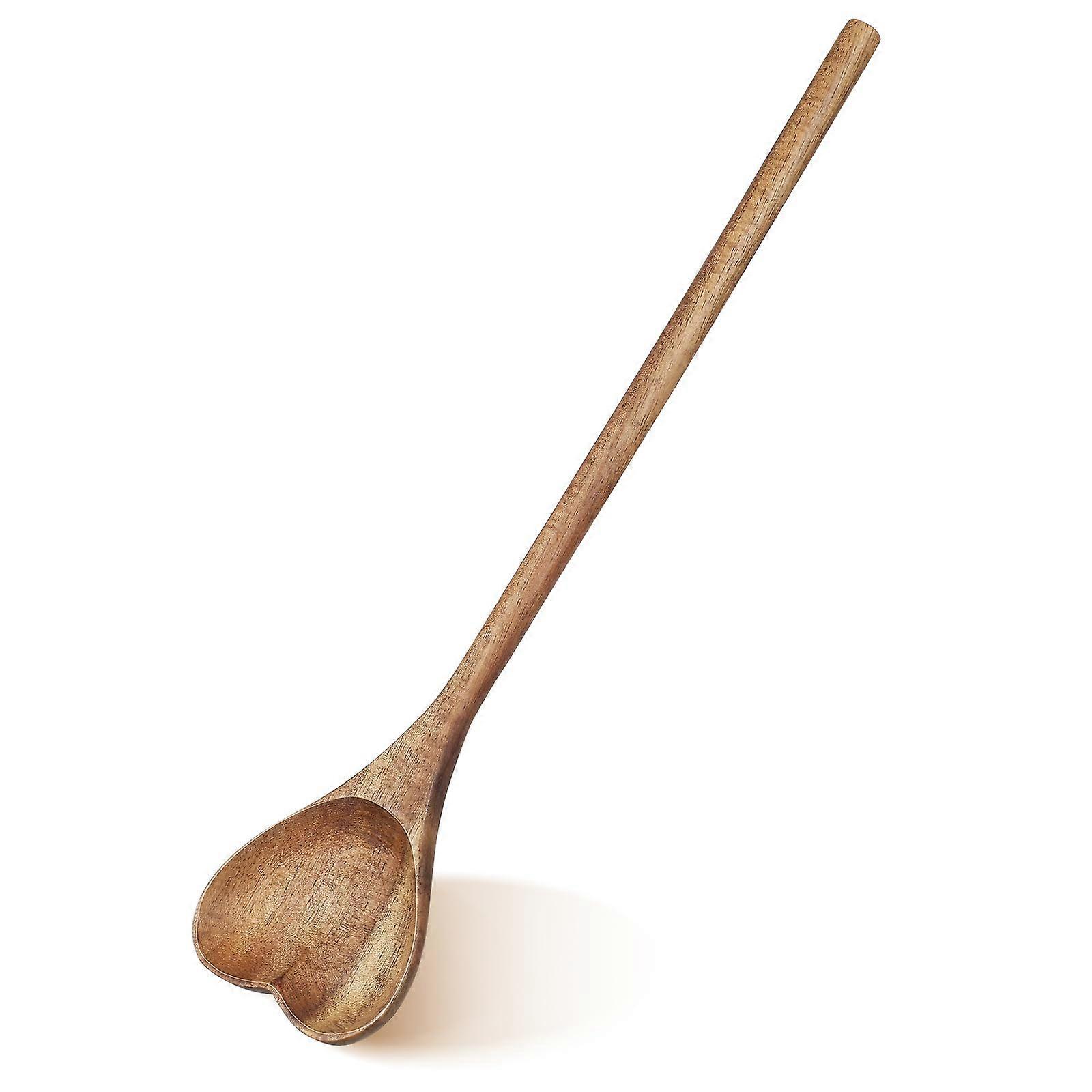 Heart-Shaped Wooden Serving Spoon - Long Handle Design for Mixing & Charcuterie