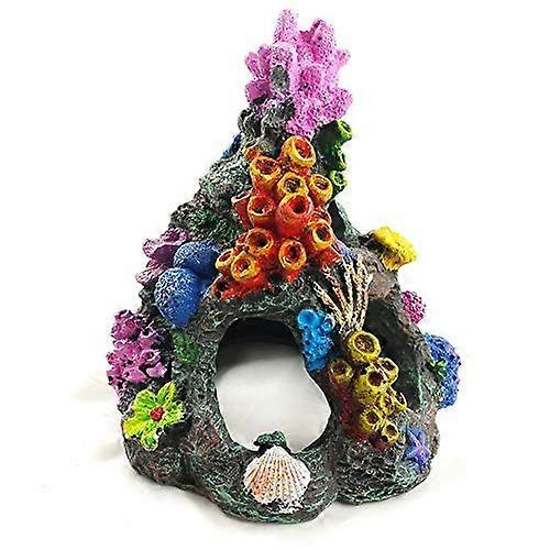 Fish Tank Resin Coral Ornaments for Aquarium Decor, Fish Hideouts, 10-Inch Colorful Reef Style