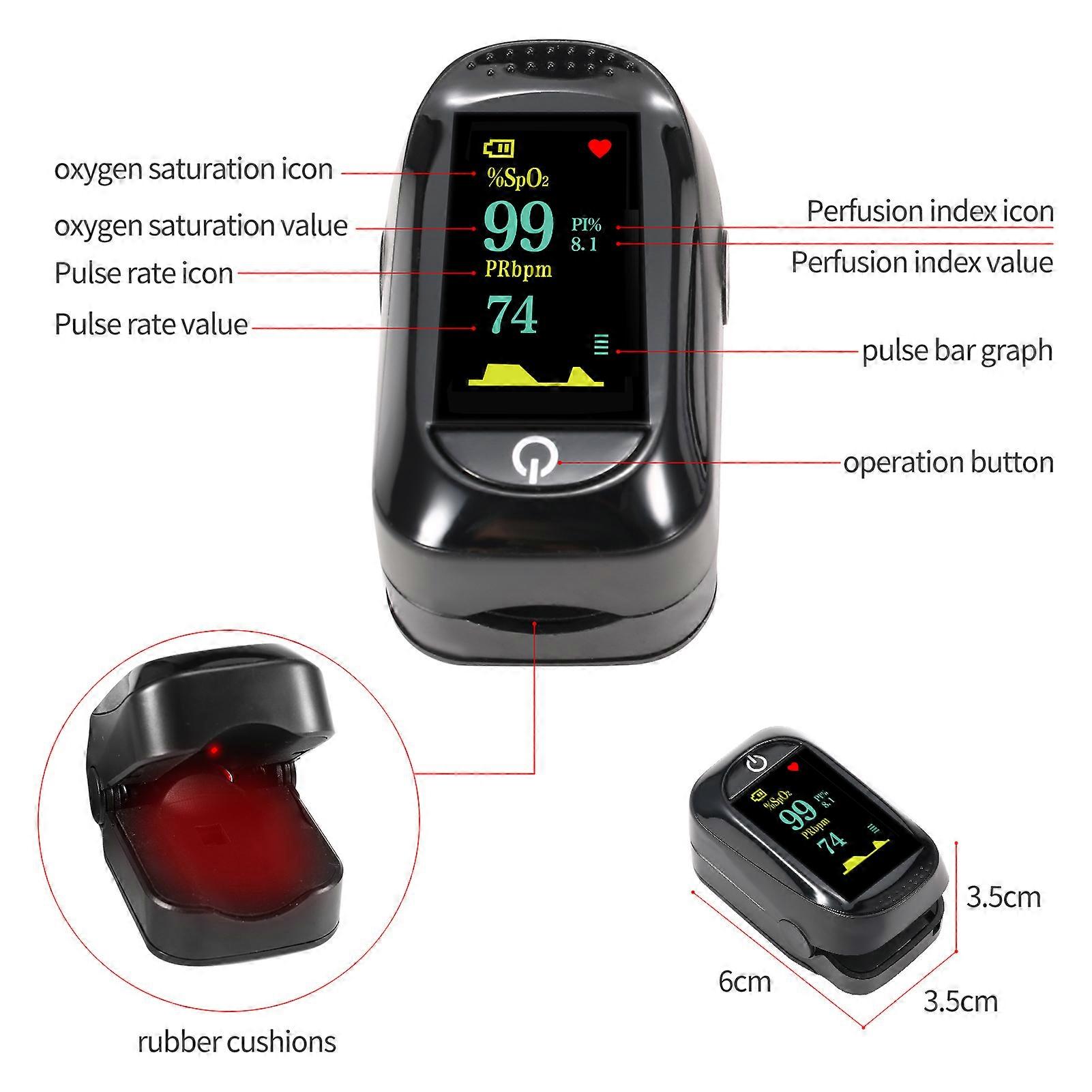 Fingertip Pulse Oximeter Mini SpO2 Monitor Oxygen Saturation Monitor Pulse Rate Measuring Gauge Device 5s Rapid Reading