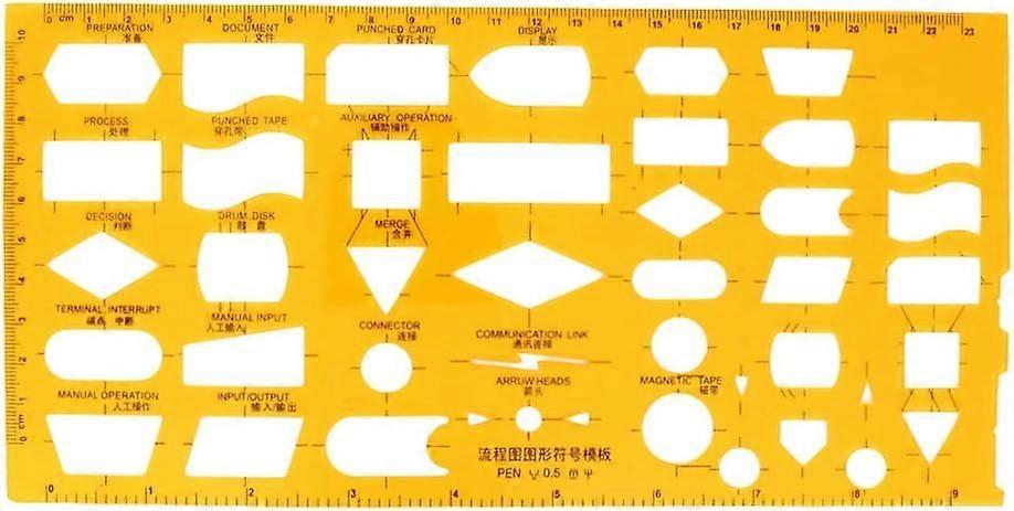 1pc Plastic Geometry Template with Measuring Ruler, Ideal for Architectural Drafting