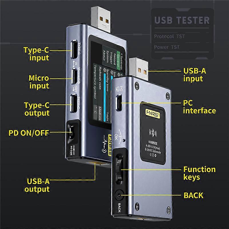 FNB58 USB Digital Voltage Current Measuring Instrument Type-C Multi-Function Fast Charging Tester