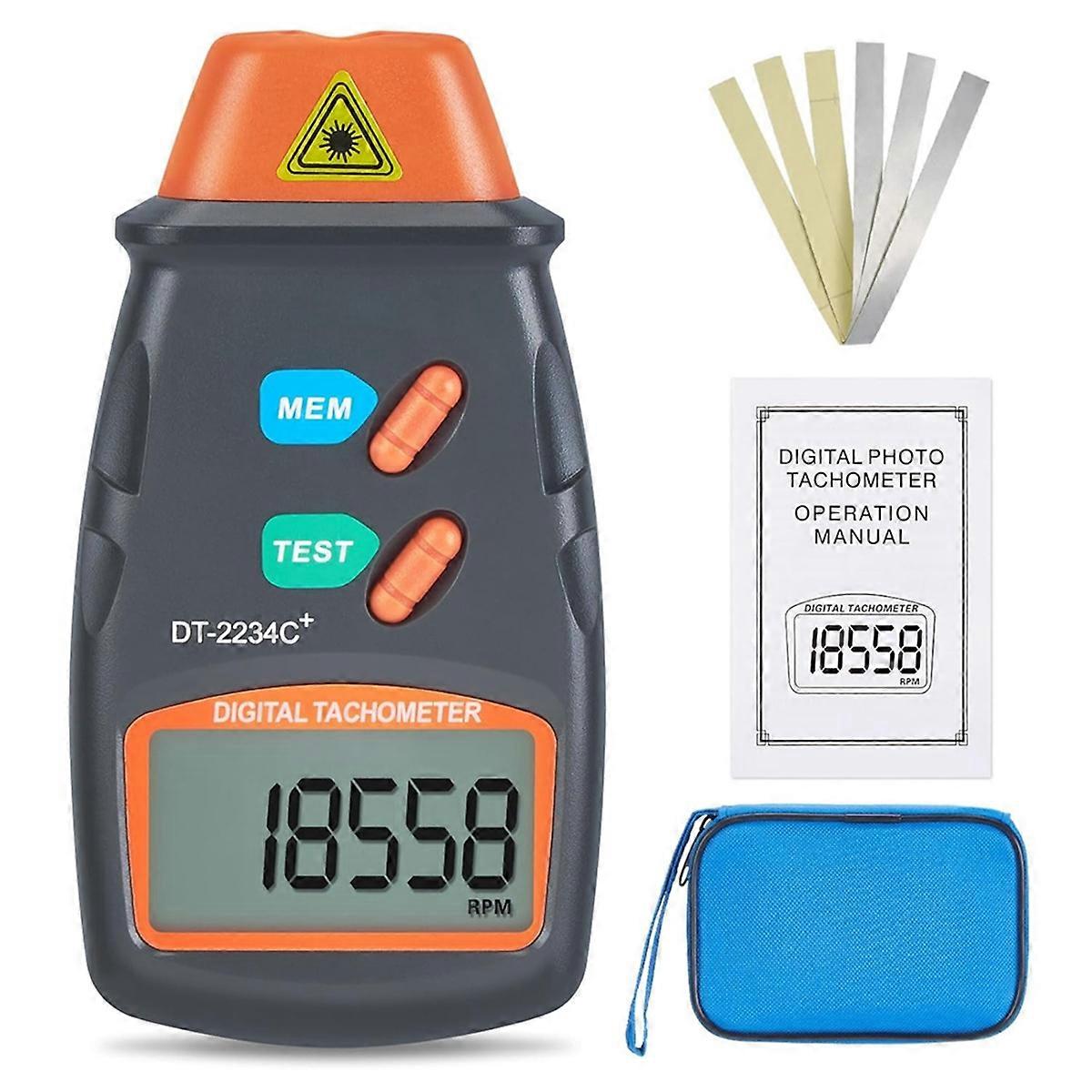 Digital Laser-Photo Tachometer Non Contact RPM Tach, Noncontact Laser-Photo Sensor with 2.5RPM to 9