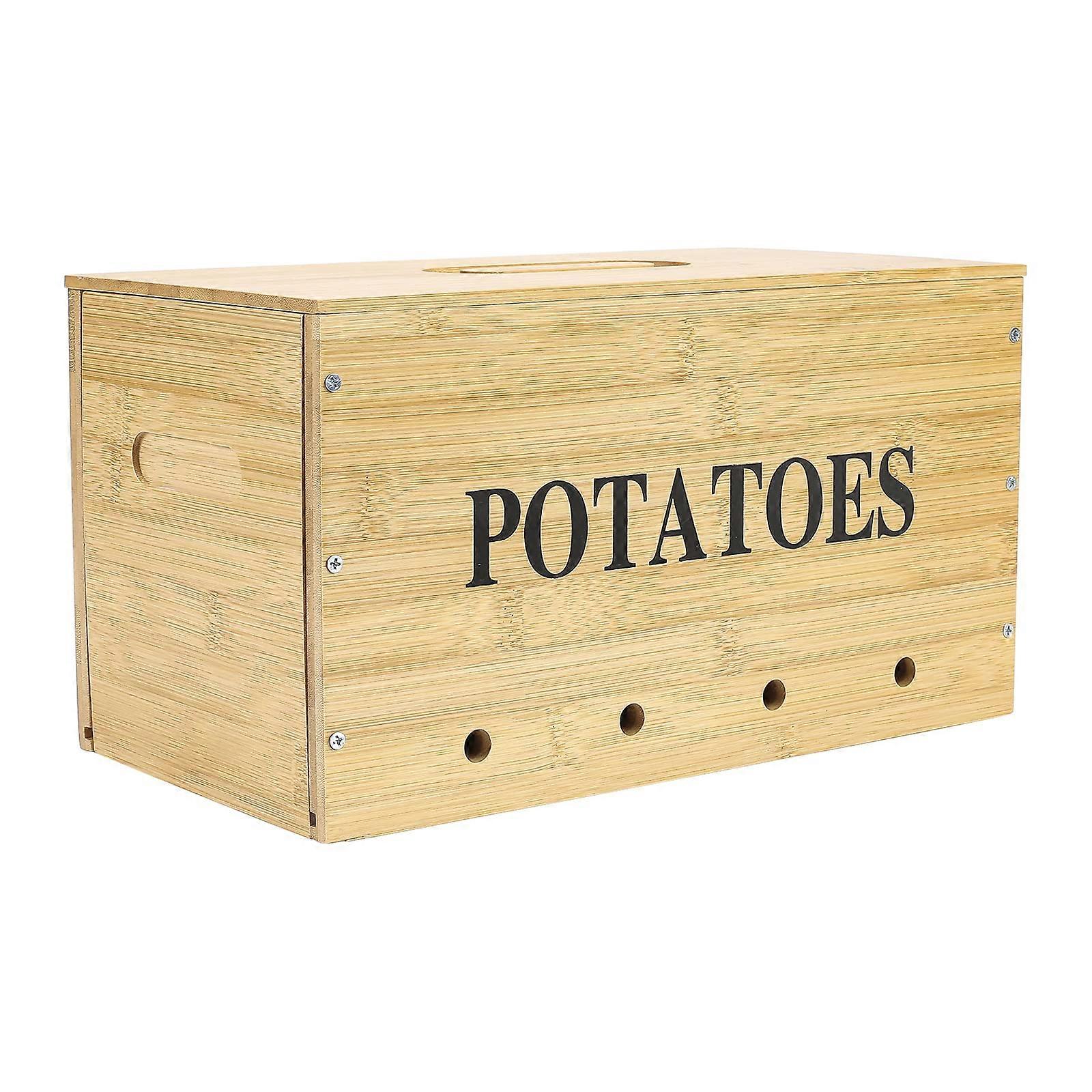 Bamboo Potato Storage Box For Kitchen Pantry Organizer - Eco-Friendly Vegetable Fruit Fresh Keeper 30cm x 20cm