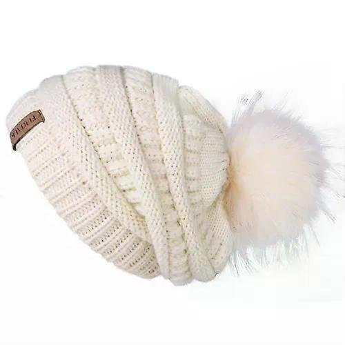 Furtalk Winter Beanie Hat For Women Knitted Pompom Hat Slouchy Beanie Skullies Velvet Lining Female Warm Soft Hat Korean Red Cap