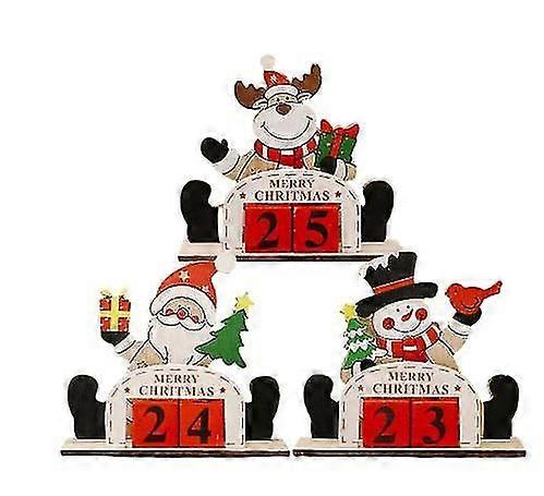 Wooden Block Christmas Desk Calendar Wooden Blocks Decoration Christmas Countdown Calendar Tabletop Ornaments