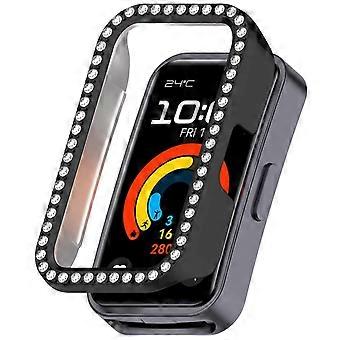 Single Row Diamond Half Coverage PC Hollow Watch Protective Case For Huawei Band 10 / 9 / 8