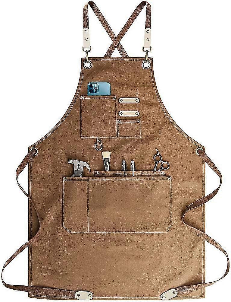 Chef Apron, Adjustable Cross Back Canvas Apron,waterdrop Resistant Multipurpose
