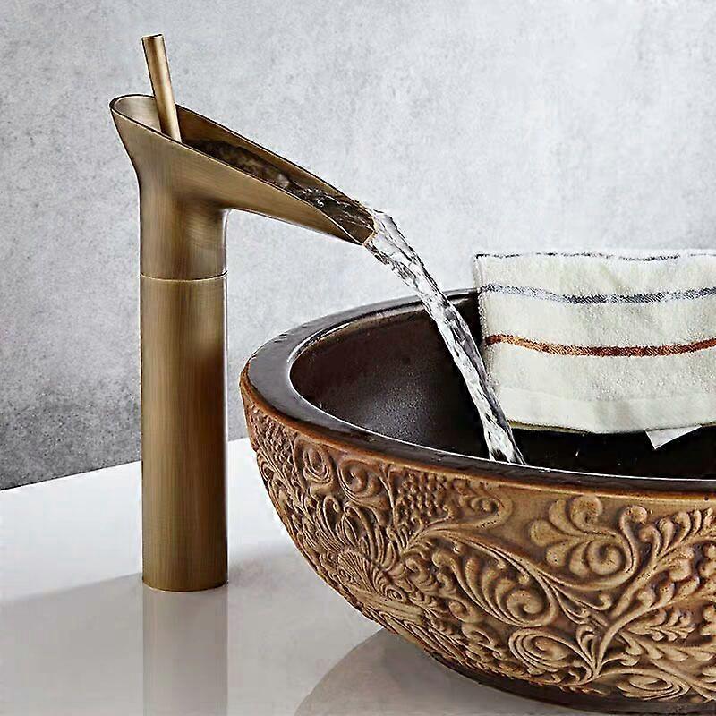 Robinet d’eau Full Copper Retro Waterfall Faucet pour lavabo