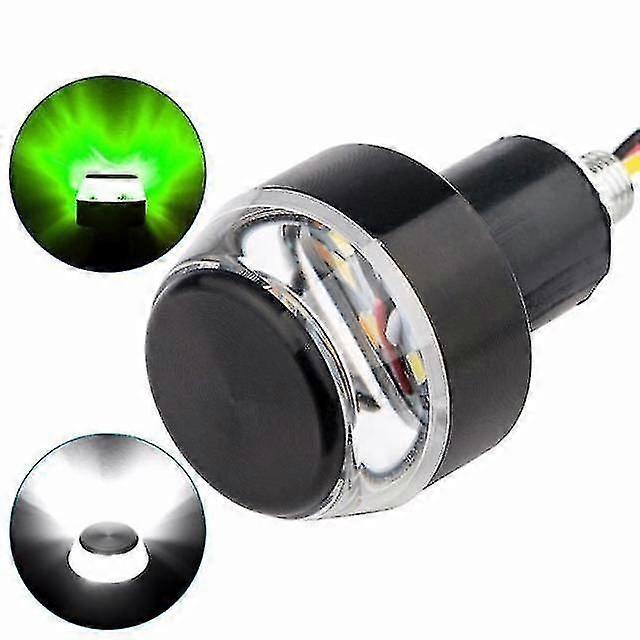 2pc Motorcycle Led Handlebar End Turn Signal Light Dc 12v White Yellow Flasher Handle Grip Bar Blinker Side Marker Lamp green
