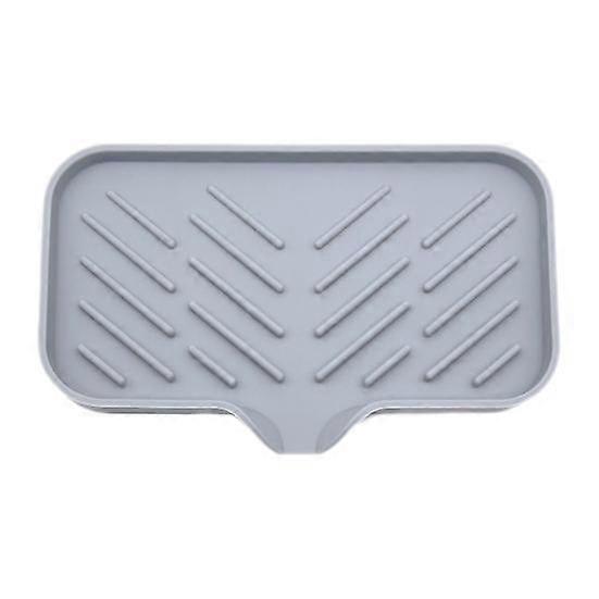 Drain Mat Silicone Multiple Usage Anti-skid with Drain Spout Easy Cleaning Leakproof Kitchen Counter Sink Organizer Sponge Holder Bathroom Soap Dish