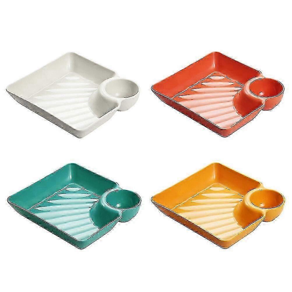 Dumpling Dishes Set 4pcs Plastic Dinner Plates In Simple Style