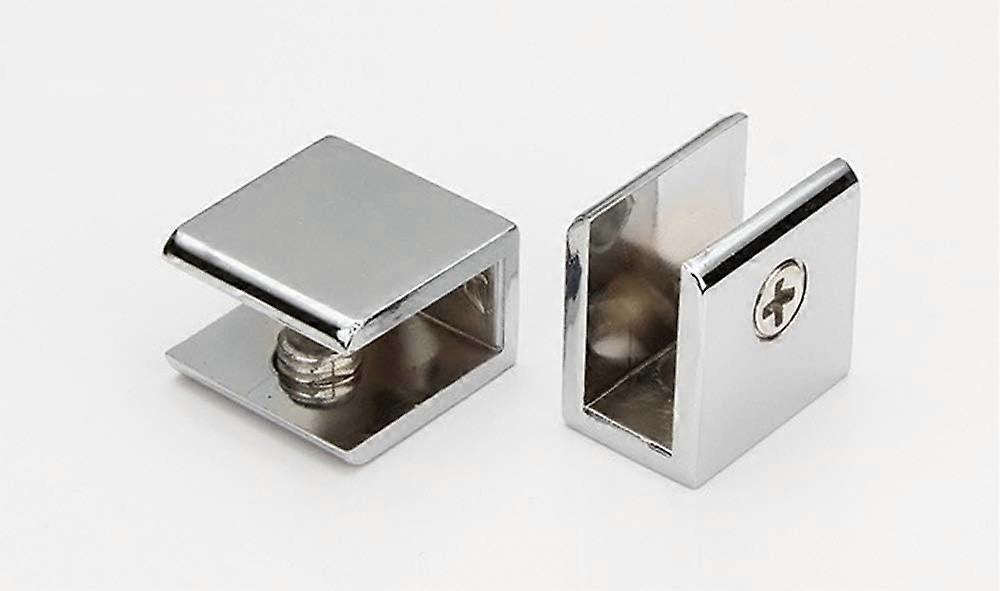 Zinc Alloy Brushed Surface Glass Shelf Brackets, Durable Brass Material, Chrome Finish, Rust-proof And Waterproof, 2 Pieces